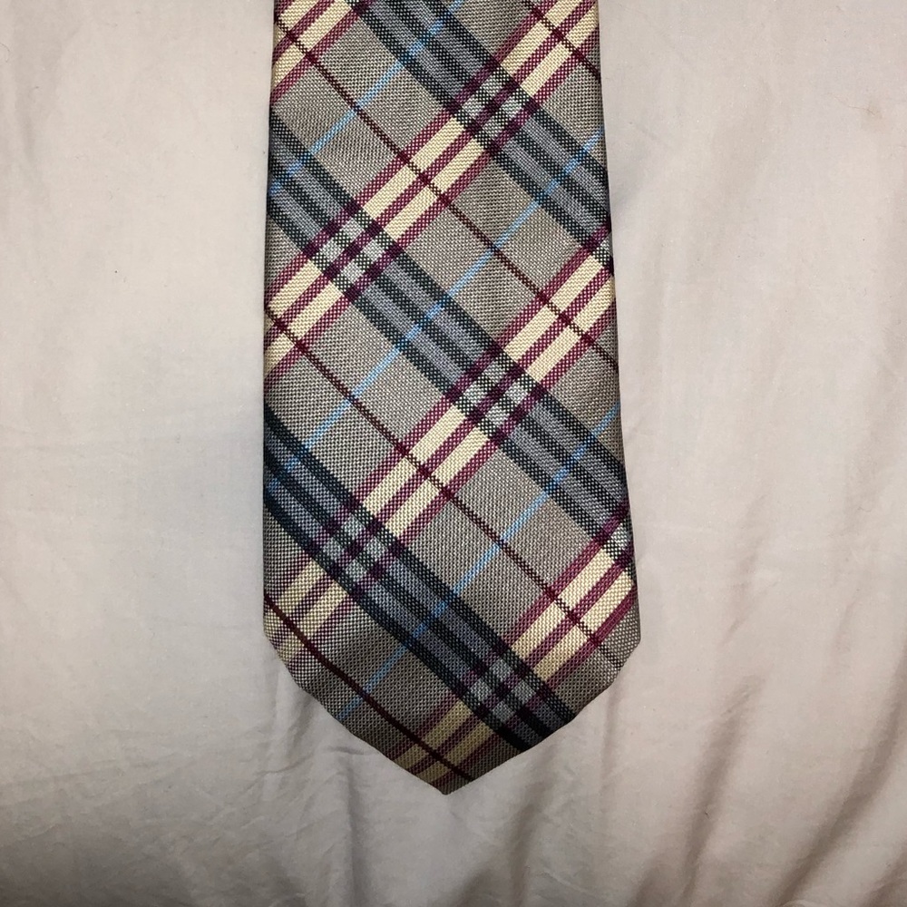 Men’s Light Blue Burberry London Silk Plaid Tie